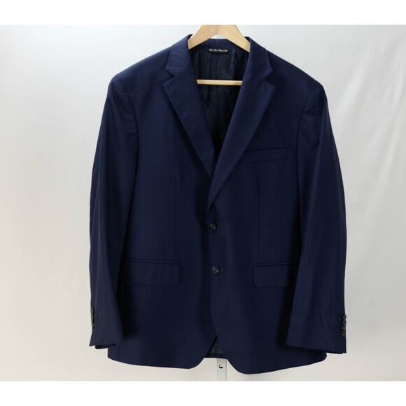 Zegna Cool Effect Modern Fit Blue Black Stripe Jacket Blazer 42 - Picture 1 of 8